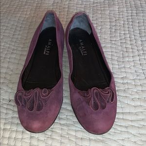 AMALFI SUEDE AND EELSKIN BALLET FLATS